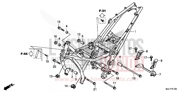 CARROSSERIE DE CHASSIS de Integra 750 GRAPHITE BLACK (NHB01) 2014